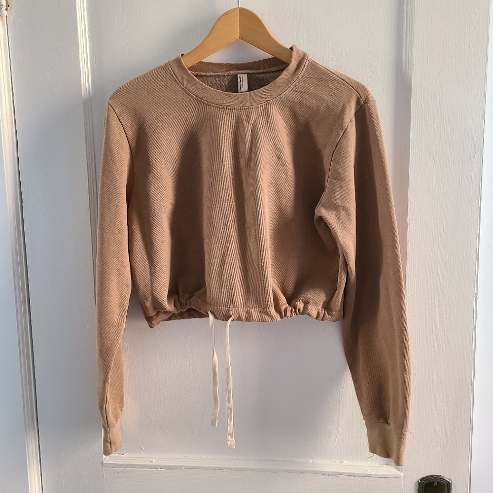 American Apparel Small French Terry Cropped Sweater Brown